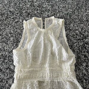 Maeve White Smocked Ruffled Blouse